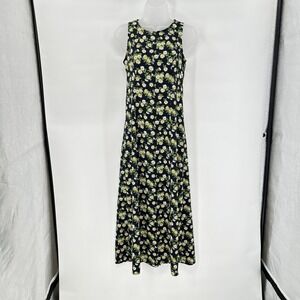 Vintage‎ Y2K Dress 5/6 Navy Blue Daisy Sleeveless Maxi 90s Grunge Cottagecore